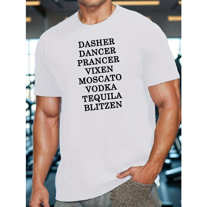 

European sizes [1pc Men S Geometric Pattern T-Shirt] 1pc Men S Casual Sports T-Shirt - Summer Knit Tee with Geometric Pattern, Round Neck 4XL білий