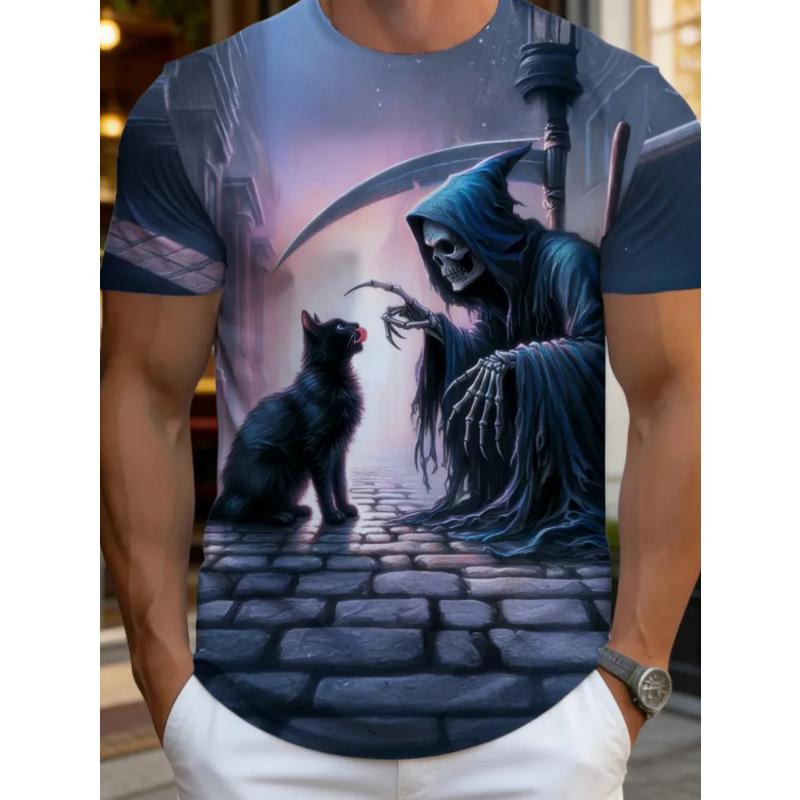 Modisches Herren Crew Neck Kurzarm 3D Abstrakt Farbdruck Abstraktes Kurzarm Crew Neck T-Shirt