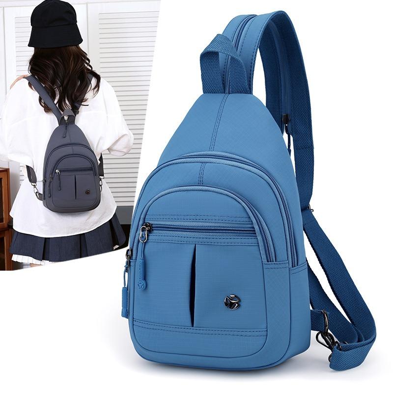 Casual Women's Backpack Trendy Nylon Small Backpack Breast Bag Dual-purpose Multi-pocket Oxford Canvas Single Shoulder Crossbody Sports Bag
