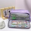 Double Layers Pencil Bag Large Capacity Pencil Case Pen Case Solid Color Pen Bag Pencil Organisers