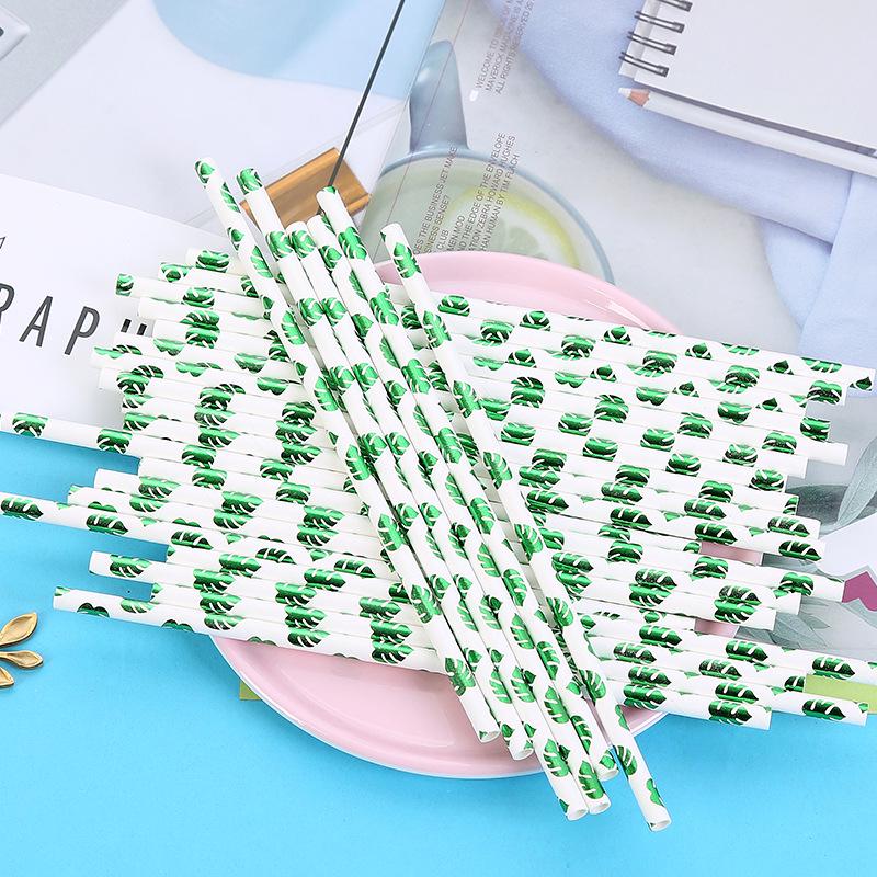 25Pcs Coconut Tree/Turtle Leaf /Cactus Drink Juice Paper Straws Children Birthday Party Decorations