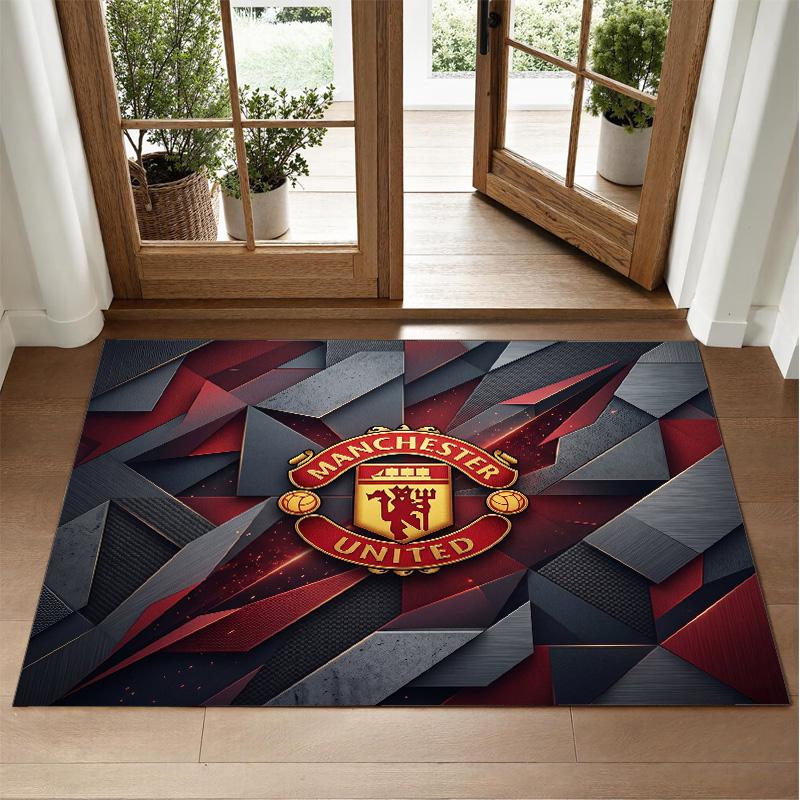 Manchester United Design Krystallfløyel Teppe Myk Dekorativ Matte for Soverom Inngang