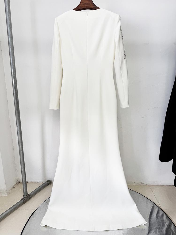 High Street Fashion 2026 Early Spring Elegant Evening Gown with Heavy Embroidery and Rhinestone Detailing