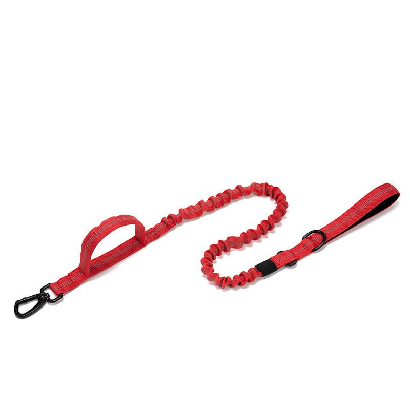 Nylon Tactical Dog Leash With Dual Handles Outdoor Pet Training Rope For Active Dogs Red