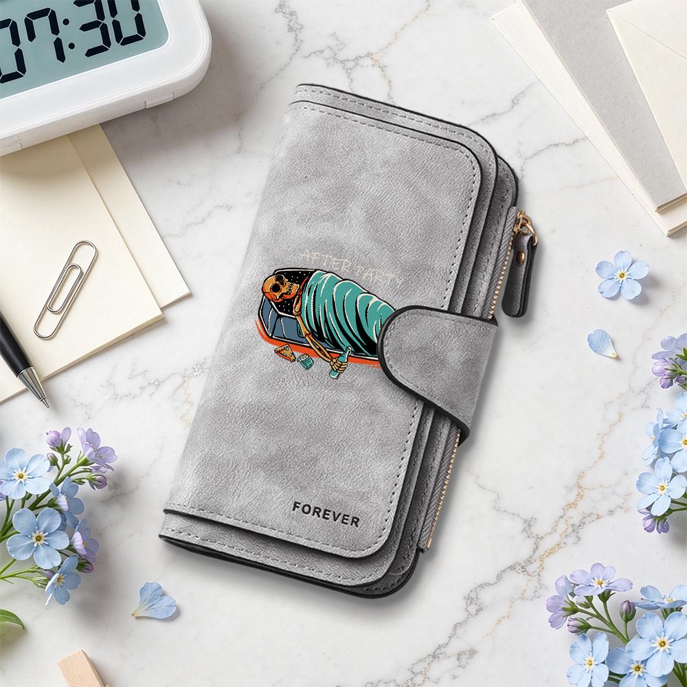 Stylish Skeleton Print Long Wallet for Party Portable Durable Card Holder