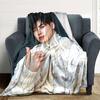 1Pc Cha Eun-woo Print Blanket Soft Comfortable Polyester Throw Blanket Allseason Use Perfect Bedroom Office Outdoor Ideal Christmas Gift Choice Print 