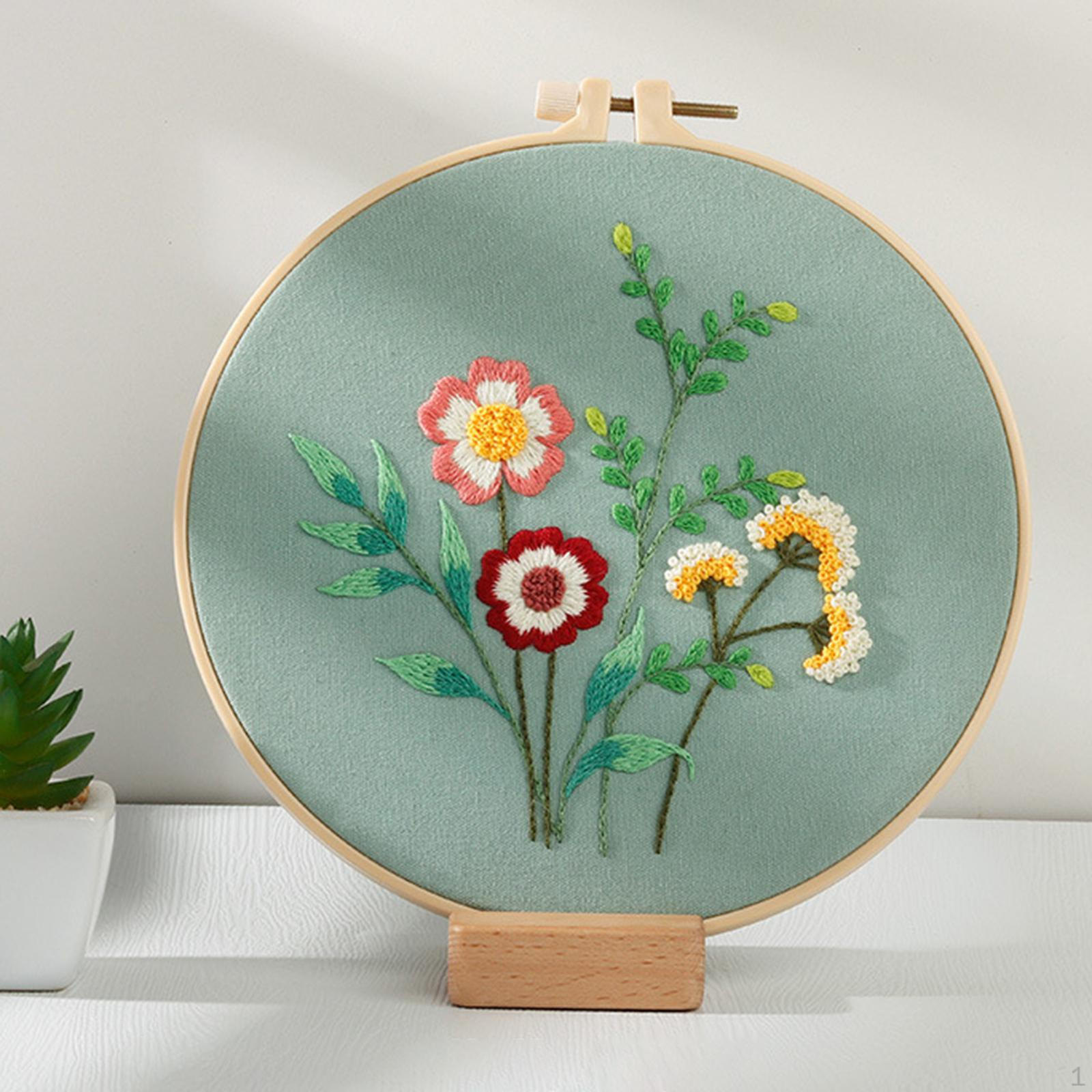 

Embroidery Kit Stitch Cloth with Floral Pattern for Wall Decor Fragrant Flowers 3