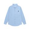 Unisex Weißes Oxford-Hemd mit schwarzem Herz-Logo-Stickerei