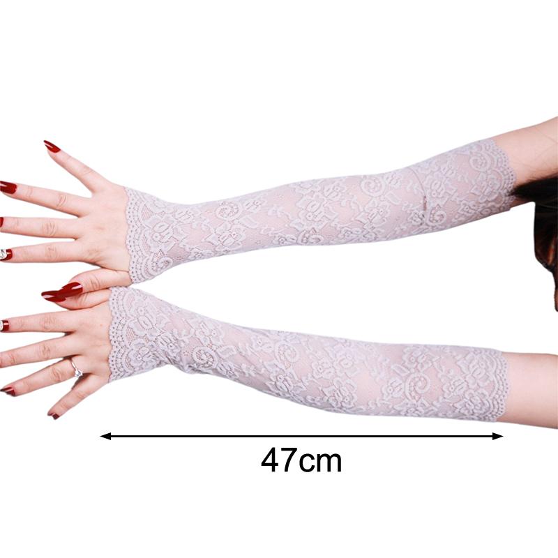 1Pair Summer Lace Long Sleeves Anti-Sunburn Arm Cover Women Breathable Hollow Hand Sleeves Driving Arm Sleeve Fingerless