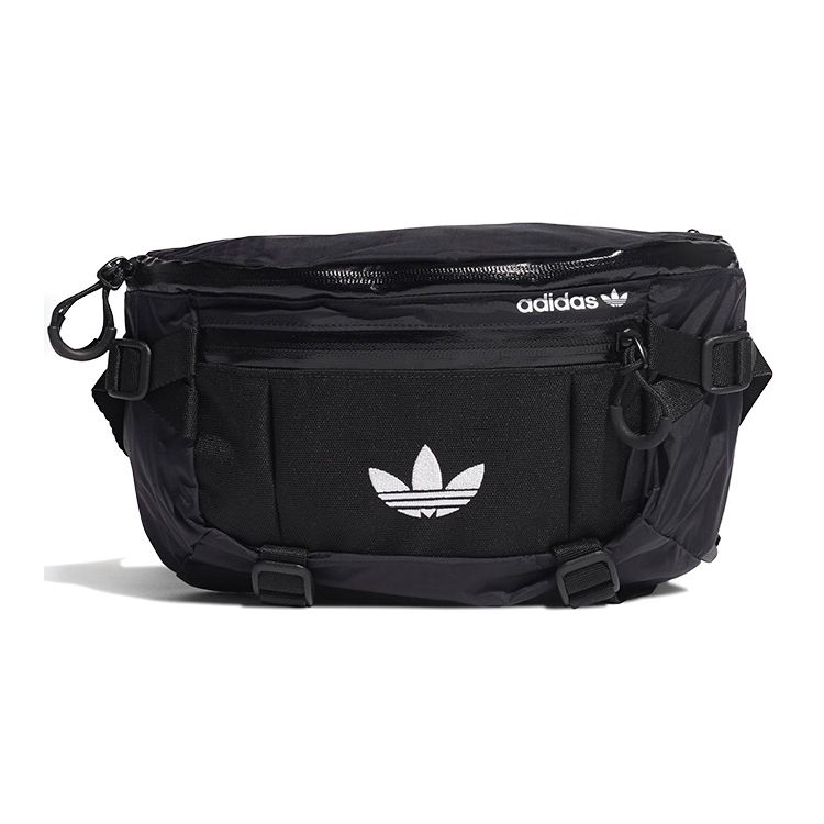 Adidas Originals Trefoil Logo Print Zipper Nylon Chest Bag Unisex Bags Black GN2187 Black