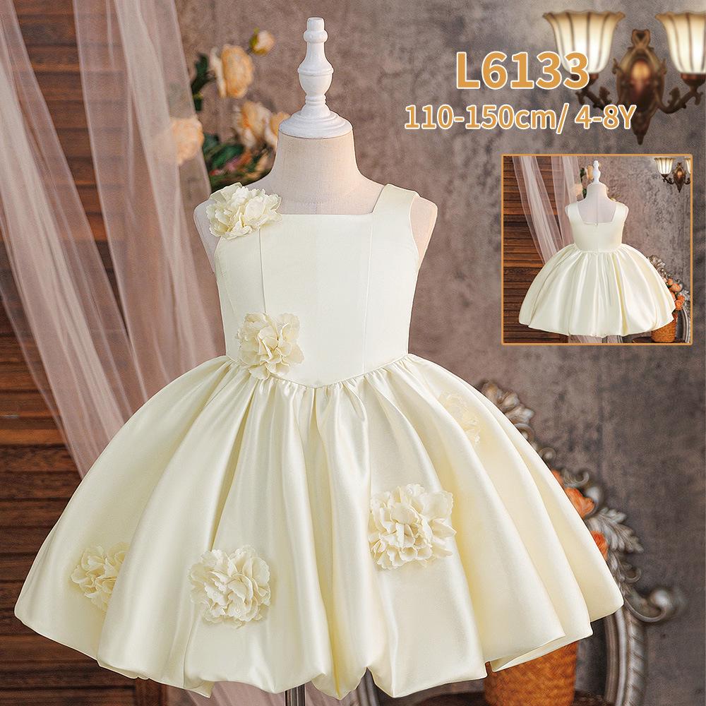 Girls' 3D Floral Princess Dress for Weddings, Fashion Shows, Stage, or Piano Performances