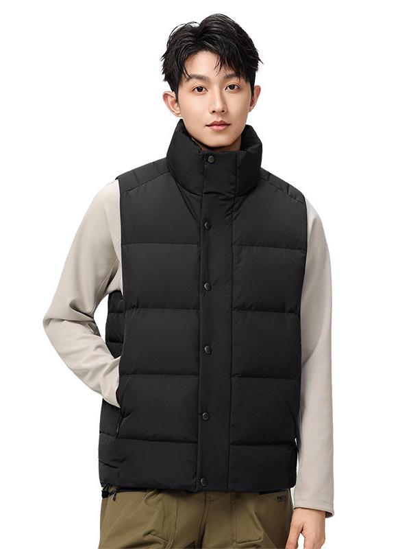Men's High-End Fashion Lightweight Sleeveless Down Vest with Stand-Up Collar