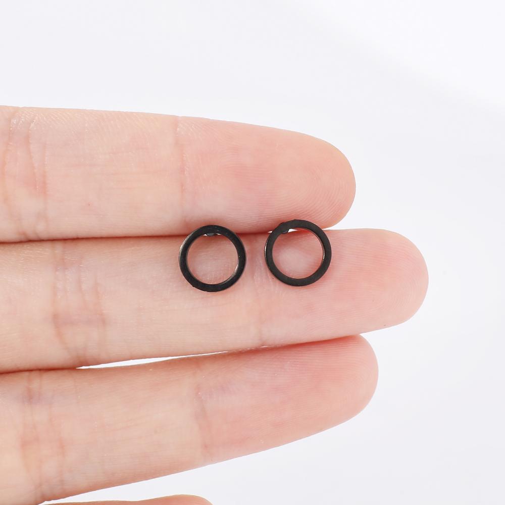 Stainless Steel Round Stud Earrings For Women Girl Gold Color Geometric Circle Fashion Ear Zircon Birthday Party Gift Wholesale