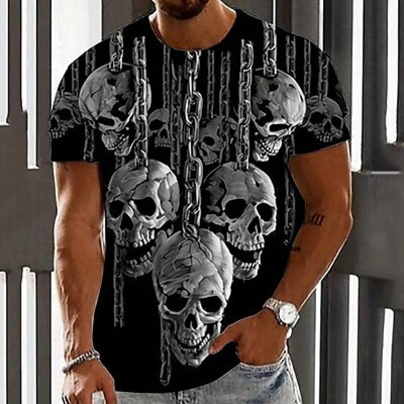 

Муж. Футболка Футболка Хэллоуин Рубашка Графика Черепа Круглый вырез Одежда Одежда 3D принт На открытом воздухе Повседневные С короткими рукавами С принтом Модельер Винтаж M