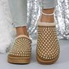 New rhinestone beach warm thick-soled bag head half-drag cotton shoes in summer