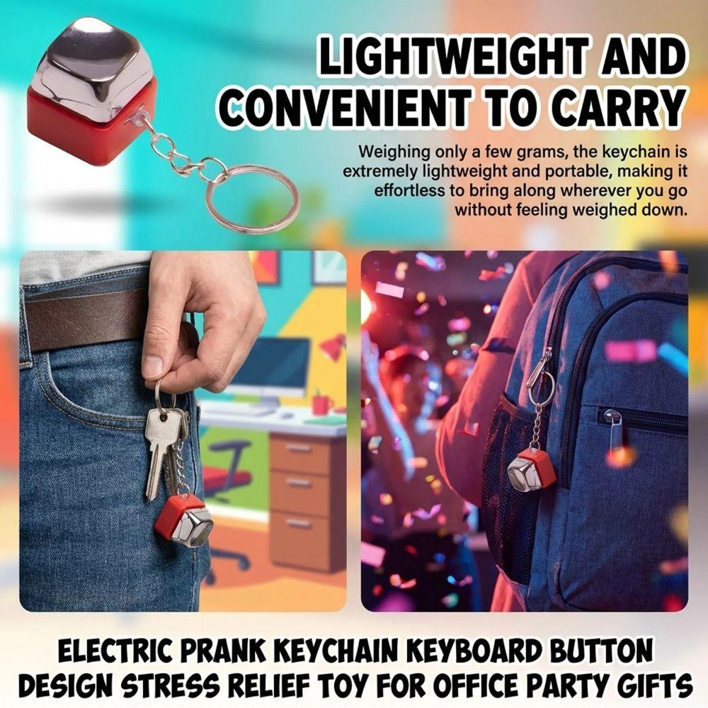 Metal Key Ring Prank Toy Mild Pulse Induction Prank Electric Shock Button Holiday Entertainment