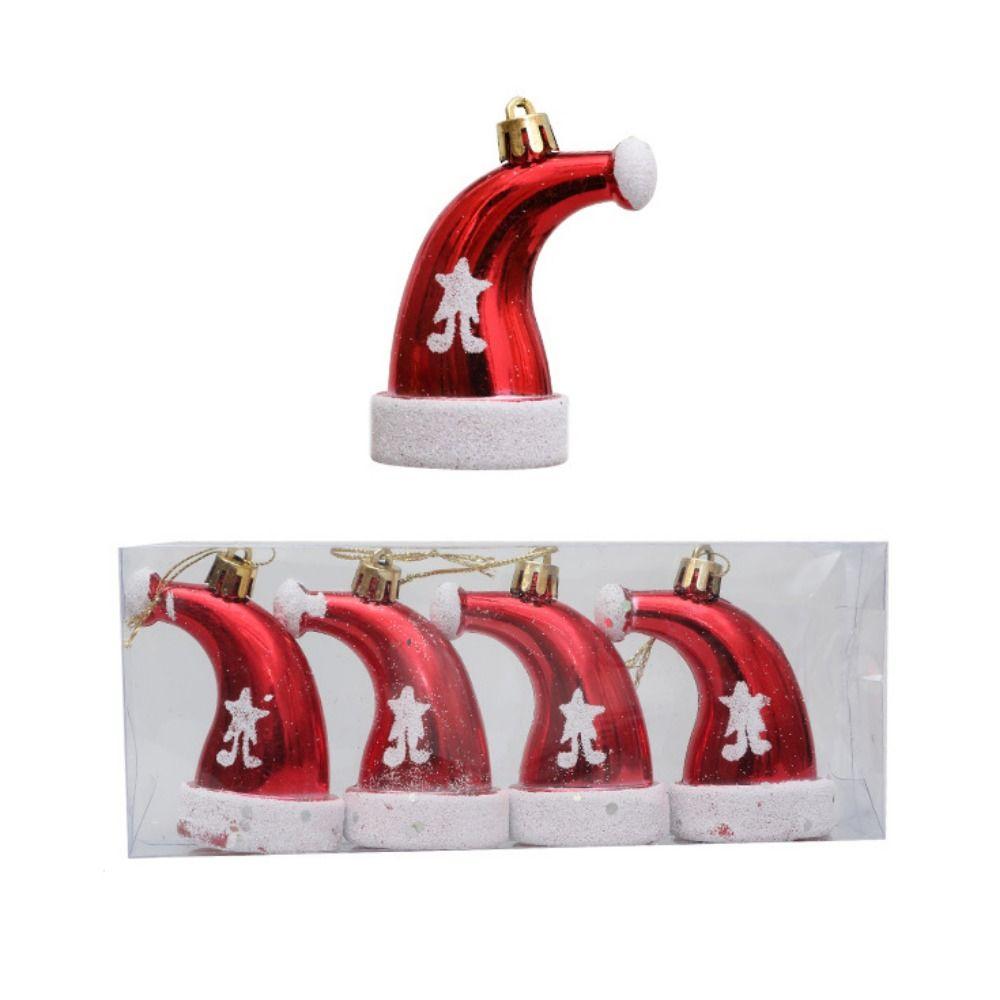 4pcs/set Plastic Christmas Tree Ornament Painted Christmas Gifts Boxes Pendant  New Year
