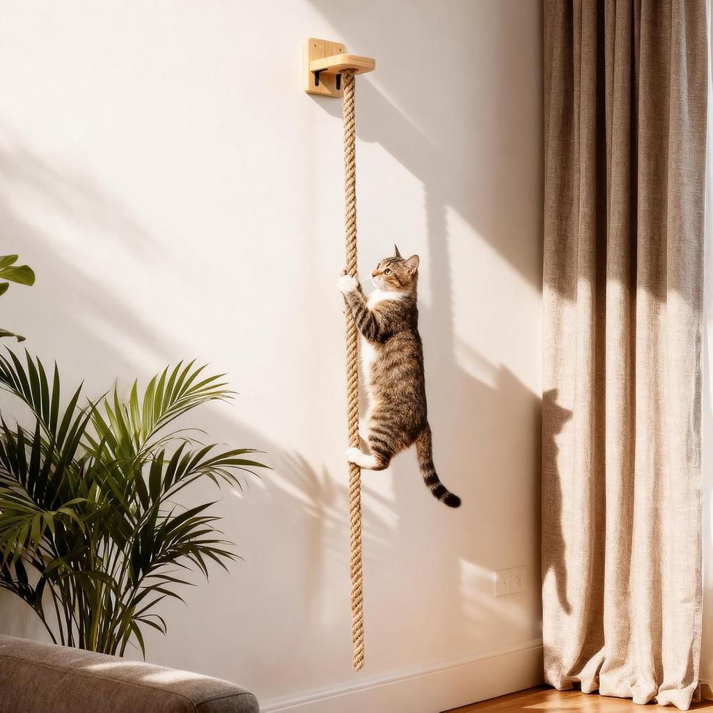 Wall Mounted Cat Tree Sisal Scratching Post Wooden Cat Climbing Shelves  Pedal Hammock Indoor Kitten Playground Cats Accessories