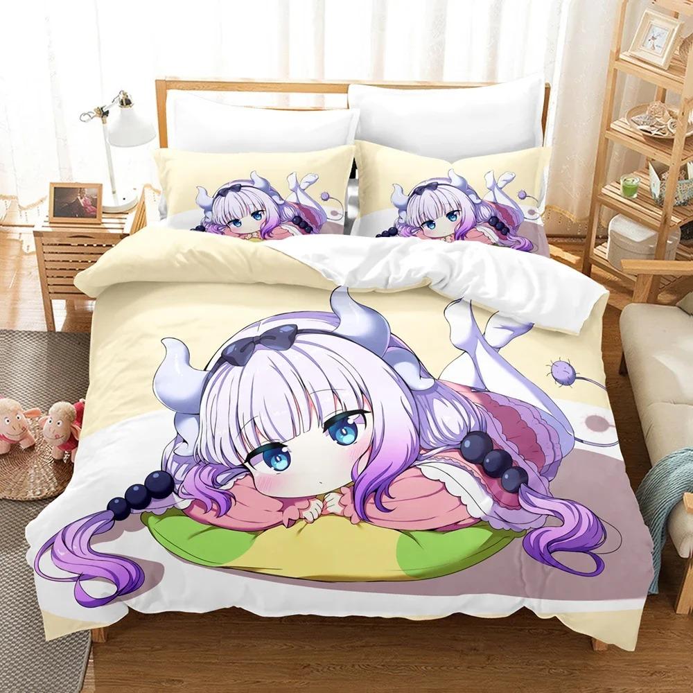 Comforter 3D Print Anime Miss Kobayashis Dragon Maid Kanna Bedding Set Bedroom Soft Modern S Comefortable