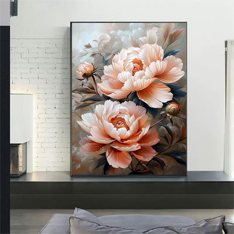 5d DIY Diamond Painting Cross Stitch Peony Flowers Diamond Embroidery Mosaic Plants Flowers Full Round Drill Home Decor
