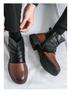 Men's Autumn Color Block Leather Ankle Boots - Plus Size, Thick Sole, British Style, Zipper High Tops, Formal & Casual.