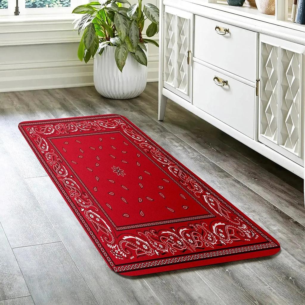 1PC Flower Pattern Kitchen Rugs Non-Slip Home Door Mats Pop Design Bathroom Rug Bath Mat Carpet for Home Sink Laundry Decor