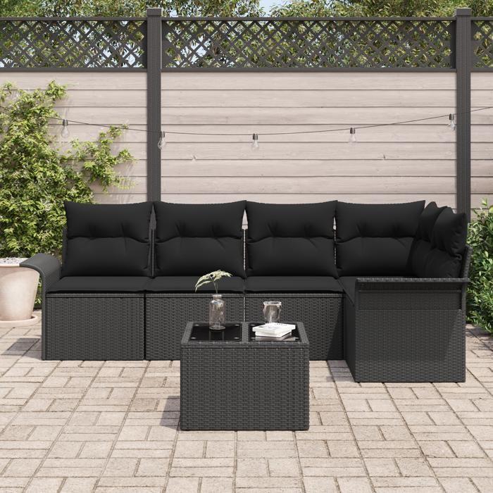VidaXL Ensemble de canapé de jardin 6 pièces avec coussins Beige en Rotin 3354042