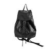 New Korean Version PU Soft Leather Backpack with Large Capacity and High-end Feel, Fashionable and Simple, Female College Student Drawstring Backpack