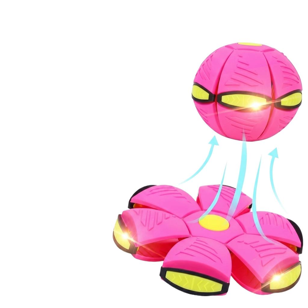 English: Kids Elastic Step Flying Saucer Ball Deformation Toy Light Up Outdoor Parent-Child Interactive UFO Ball
