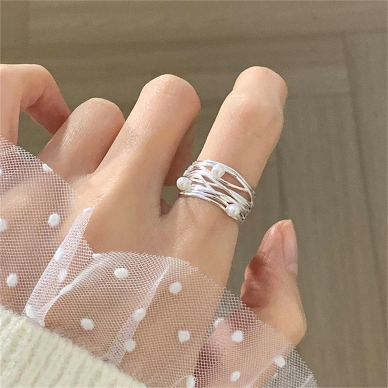 Vintage Irregular Smooth Opening Rings for Women Adjustable Stackable Finger Ring Jewelry Stylish Geometric Accessory