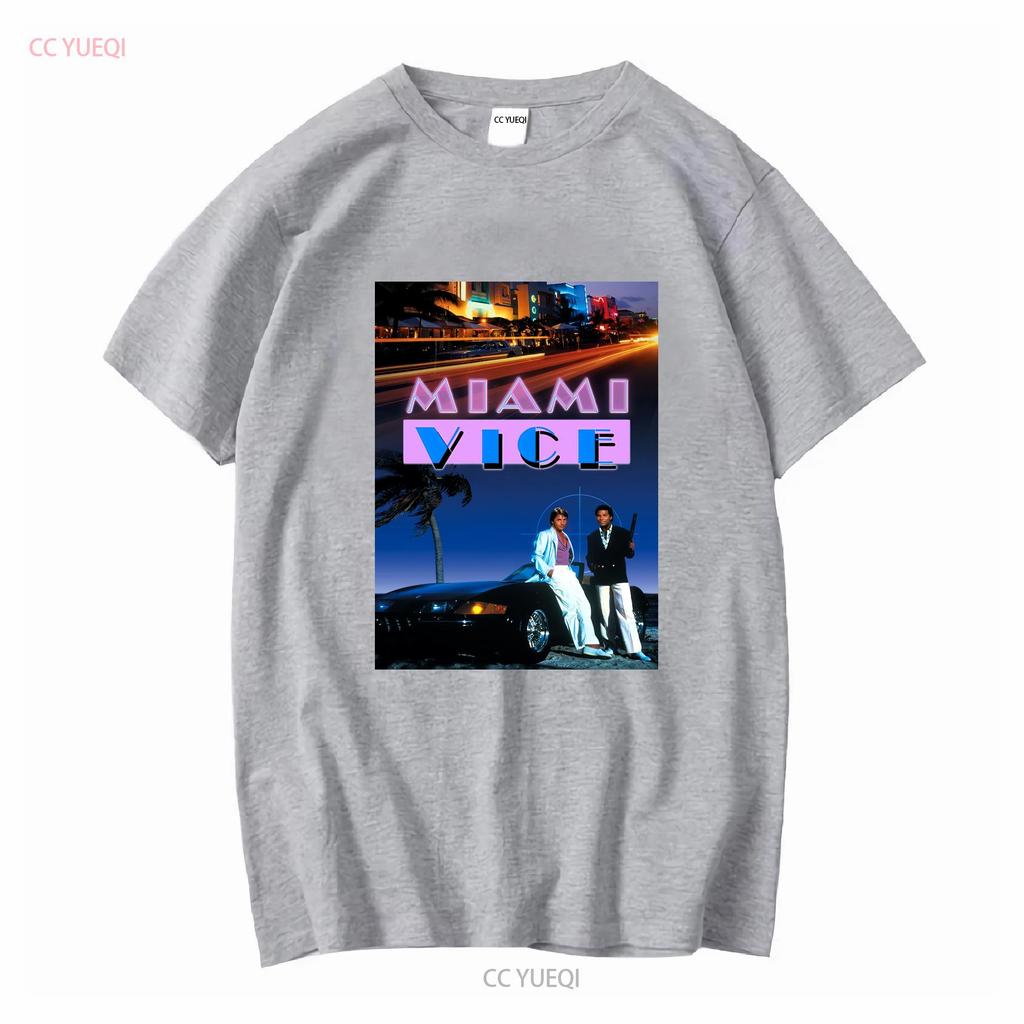 Miami Vice T Shirt Retro 80s Tv Show Fan Long or Short Sleeves Vintage Washed Breathable Casual Unisex Stretched Fashion