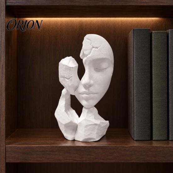 Broken Face Figure 3D Printed Abstract Statue, PETG Decorative Entryway Display Sculpture for Home Office Desktop Showcase Contemporary Table Ornament