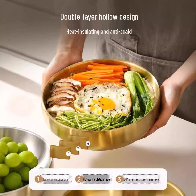 Korean Style Stainless Steel Double-Layer Noodle Bowl