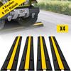 4 Pack of 1-Channel Rubber Cable Protector Ramps Heavy Duty 18000Lbs Load Capacity Cable Wire Cord Cover Ramp Speed Bump Driveway Hose Cable Ramp