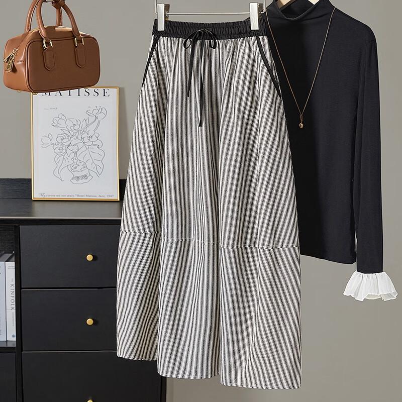 

TACHEE Loose Fit Striped A-Line Mid-length Skirt S