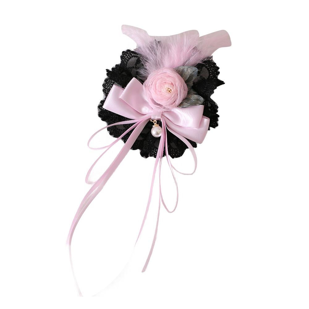 Original Black&Pink Satin Ballet Lolita Headband Edge Clip Top Clip Top Hat Headband Kc Sweet Cool Babes Flat Hat Small Thing