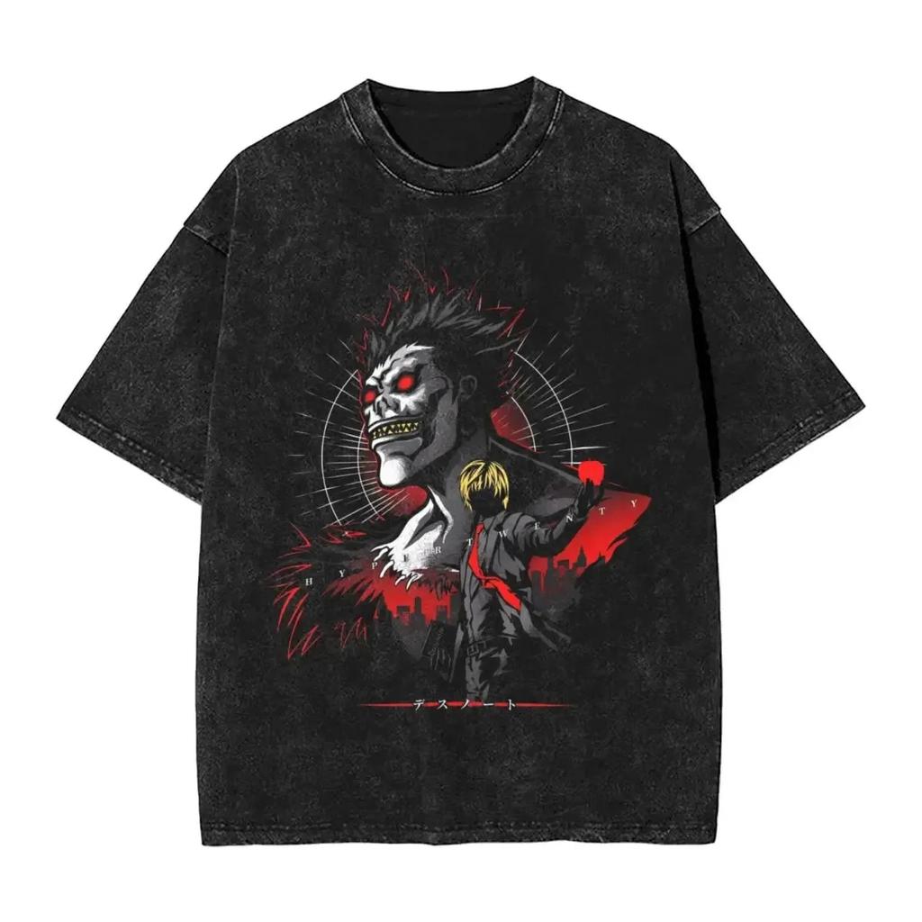 T-shirt da Uomo Anime DEATH NOTE Yagami Light L·Lawliet MisaMisa Lavata Manga Oversize Y2k T-shirt Cotone T-shirt Harajuku Maschile