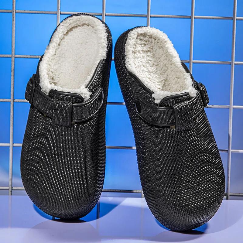 Cotton Slippers Men's New Winter Velvet Warm Slippers Waterproof and Non Slip Slippers Comfortable and Lightweight Cotton Shoes