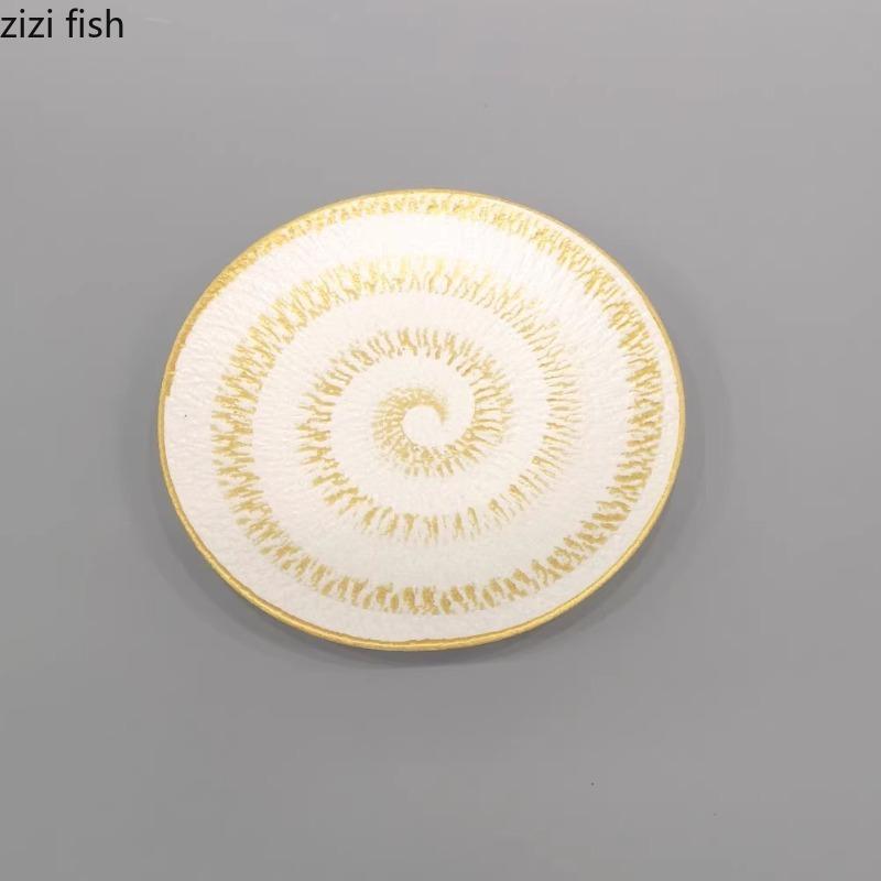Ceramic Tableware Round Dining Plate Sashimi Dish Sushi Plate Dessert Plates Snack Tray Fruit Bowl Dim Sum Dish Steak Plates