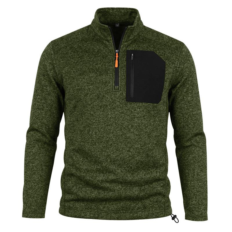 Men Casual Quarter Zip Fleece Sweatshirt Stand Collar Long Sleeve Pullover Outdoor Workout Daily Tops
