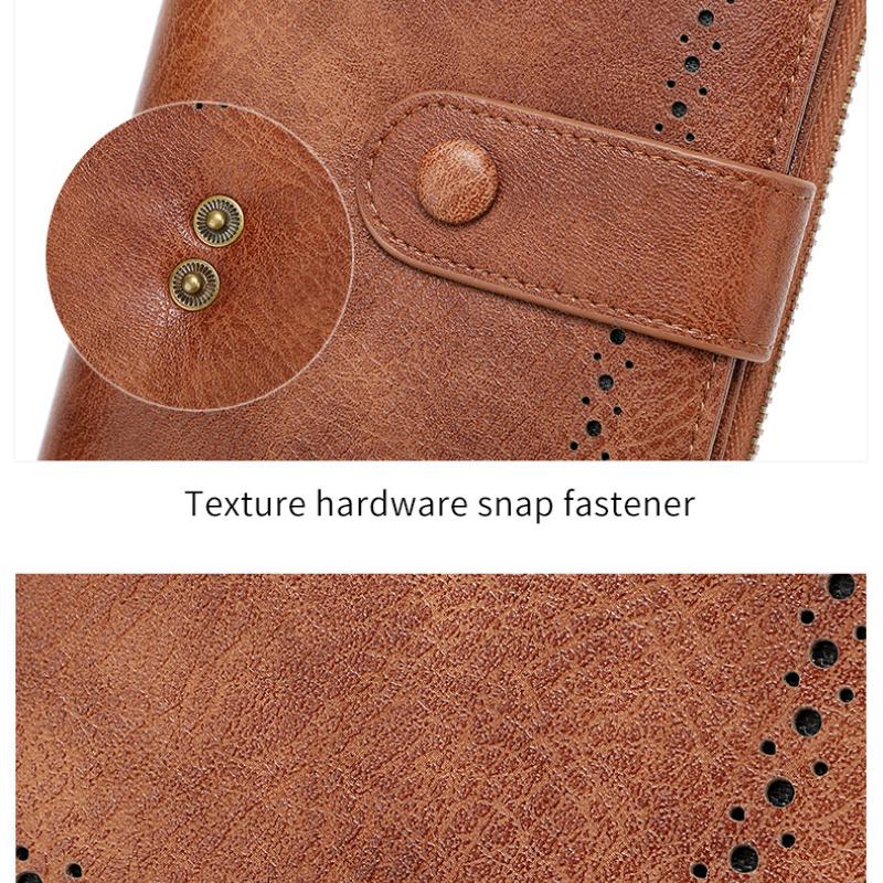 Multifunctional Women's Wallet Retro Oil Wax Leather Long Wallet Simple Large Capacity Card Bag