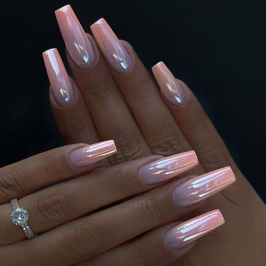 24ks sada na nehty s dlouhým čtvercovým francouzským gradientním nalepovacím nehtem, umělé nehty pro ženy, párty a rande, doplňky na nehty