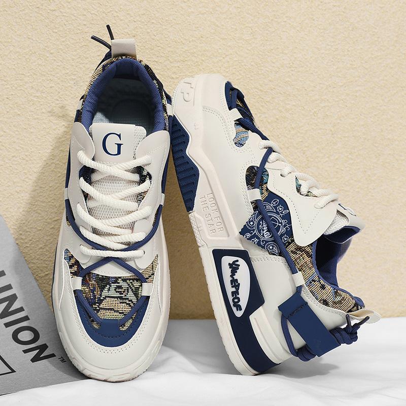 Мужские мотоциклетные Новые Нишевые Тренд Модные Кеды Ретро Удобные и Дышащие Мужские Туфли Модные и Универсальные 44 синий