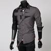 2023 Men's Slim Fit Stitching Long-Sleeve Fashion Shirt - Large Size Casual Wear