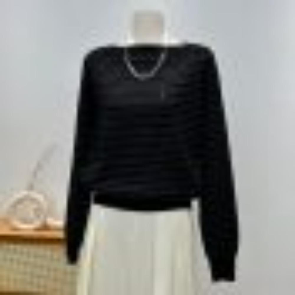 Nový podzimní módní a všestranný pletený svetr s dlouhým rukávem přes jedno rameno pro ženy, volný a zeštíhlující svetr top