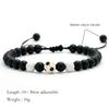 Handgeflochtenes Fußballarmband für Herren, verstellbar, schwarze 6mm Onyx-Steinperlen, Armband für Sportbegeisterte, Fußballarmband, Pulseria