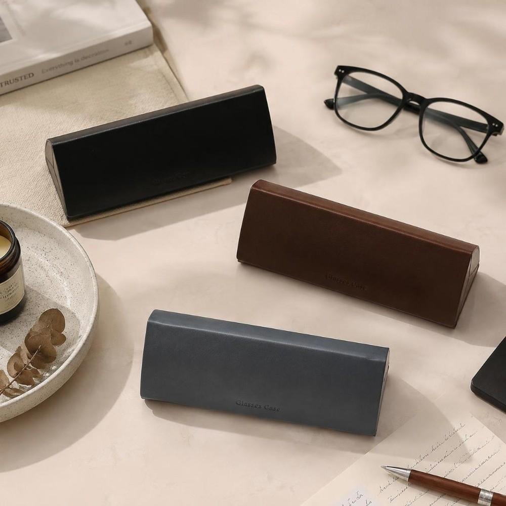 Leather Glasses Case Hard Shell Spectacle Case Creative Sunglasses Storage Box for Women Men