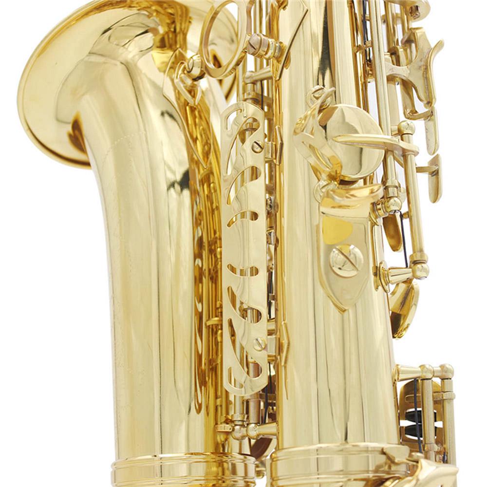 Brass Eb Alto Saxophone Sax Lacquered Gold Woodwind Instrument with Carry Case Gloves Cleaning Cloth Brush Sax Strap