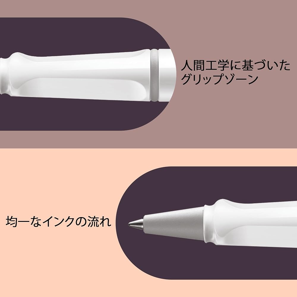 LAMY (Ramy) Safari White Rollerball Pen - Ergonomic Grip Line Width M - Comfortable for Long Writ...