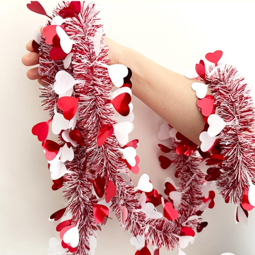 

Love Sequins Valentines Garland DIY Hanging Decor Dense Heart Tinsel Garland Home Decoration червоний/білий